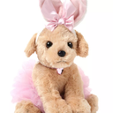 Bearington Little Puppy The Bunny Dog Plush Stuffed Animal in a Pink Tutu Dress, 13 inches