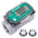 1 Inch Digital Turbine Fuel Flow Meter, 2.6-26 GPM Inline NPT Thread Flowmeter with 3/4 in Adapters for Water, Diesel, Gas Oil, Gasoline, and Other Liquids - Supports Gallon, QTS, PTS, L, m