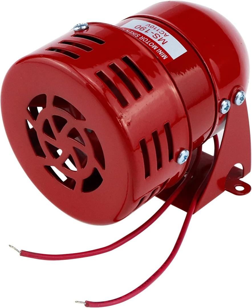 Motor Siren Red 1Pc AC 110V 114dB Industry Electric Motor Alarm Driven Siren, Horn Sound Buzzer Alarms Bell for Home, Industries, Stores and Security Alarm System