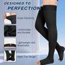 Compression Stockings for Women & Men, 2 Pairs 15-20mmHg Thigh High Compression Socks for Varicose Veins, Swelling, LARGE