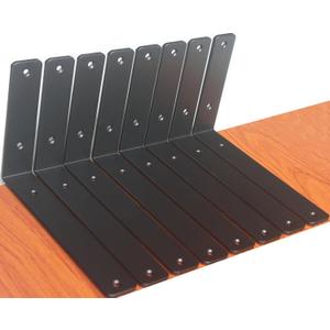 8 Pack - L 9" x H 6" x W1.5, 5mm Thick Black L Shelf Bracket, Iron Shelf Brackets, Metal Shelf Brackets, Floating Shelf, Shelf Supports with Screws