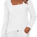 Okiwam Womens Long Sleeve Shirts Fall 2026 Square Neck Dressy Casual Blouses Eyelet Tunic Tops Fashion Outfits Clothes (S)