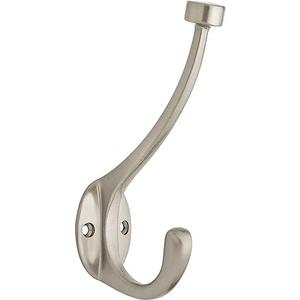 Franklin Brass Pilltop (5-Pack) Coat and Hat Wall Hooks Double Hooks for Hanging Nickel Wall Mount Hanger Backpack, Purse, Bag, Towel Organization Decorative Wall Hooks B34865K-NIC-C