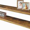 BAMEOS Floating Shelves,40 in W x 7in D Wall Mounted Wooden Shelves with Invisible Brackets Set of 2, Hanging Wall Shelves Decoration for Bedroom, Bathroom, Living Room and Kitchen,Rustic Brown