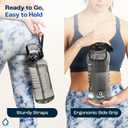 AQUAFIT 64 oz Water Bottle with Time Marker - 2in1 Straw & Chug Lid - BPA Free Big Water Bottle with Straw - Gym Water Bottle with Strap - Water Jug (64 Ounces, Aqua)