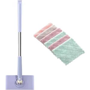 Snap Grip Mini Mop,Cloth Changing Mini Mop,27inch Long Handle Mopping Stick,360° Swivel Head,Dry and Wet Use,Ideal for Tight Corners,Tile,and Hardwood (White,6 Cloth)