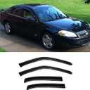 Side Window Wind Deflector fit for 2006-2013 Chevrolet Impala &2014-2016 Chevrolet Impala Limited Model Only, 4pcs Out-Channel Tape-On Rain Guards Set, Dark Smoke Nice Window Visor 94843