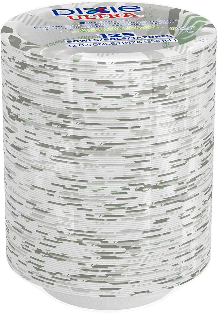 Dixie Ultra SXB12WSPK Bowls, Heavy Weight, 12oz., 125/PK, Pathways/White