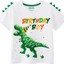 Dinosaur Birthday Boy T-Shirts Dino Birthday Shirts for BoysTolddlers Dinosaur B-Day Party T Shirt (5-6 Years, Green)
