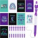 18 Pcs Suicide Prevention Awareness Items Includes 9 Health Awareness Journal Notebooks and 9 Purple Ribbon Pen, Stationery Gifts for Charity Campaign Supplies World Suicide Prevention Day