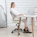 ERGOSEAT Armless Home Office Desk Chair with Wheels, Modern Ergonomic Drafting Rolling Chair with 360 Swivel Wheels,Height Adjustable Computer Task Chairs for Small Space, White