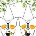 Hushee 2 Pack Oriole Feeder for Outdoors Jelly and Oranges Fruit Metal Bird Feeder Outdoor Garden Metal Hanging Drinking Container Hummingbird Jelly for Outdoor Hanging Garden Patio(Butterfly Shaped)
