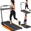 Walking Pad with 12% Incline, Under Desk Walking Pad Treadmill with Handle Bar & Removable Desk Workstation, 3 in 1 3.5HP Foldable Treadmill 300lbs Capacity for Home Office with Remote Control (Orange)