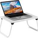 Folding Lap Desk, Ruxury Laptop Stand Bed Desk Table Tray, Breakfast Serving Tray, Portable & Lightweight Mini Table for Sofa Couch Floor - White (Small)