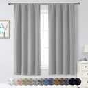 Silver Grey Blackout Curtains for Bedroom Living Room 63 Inch Length 2 Panels Set, Soft Solid Room Darkening Thermal Insulated Window Treatments, Rod Pocket Dining Room Curtains, 40" Wx63 L