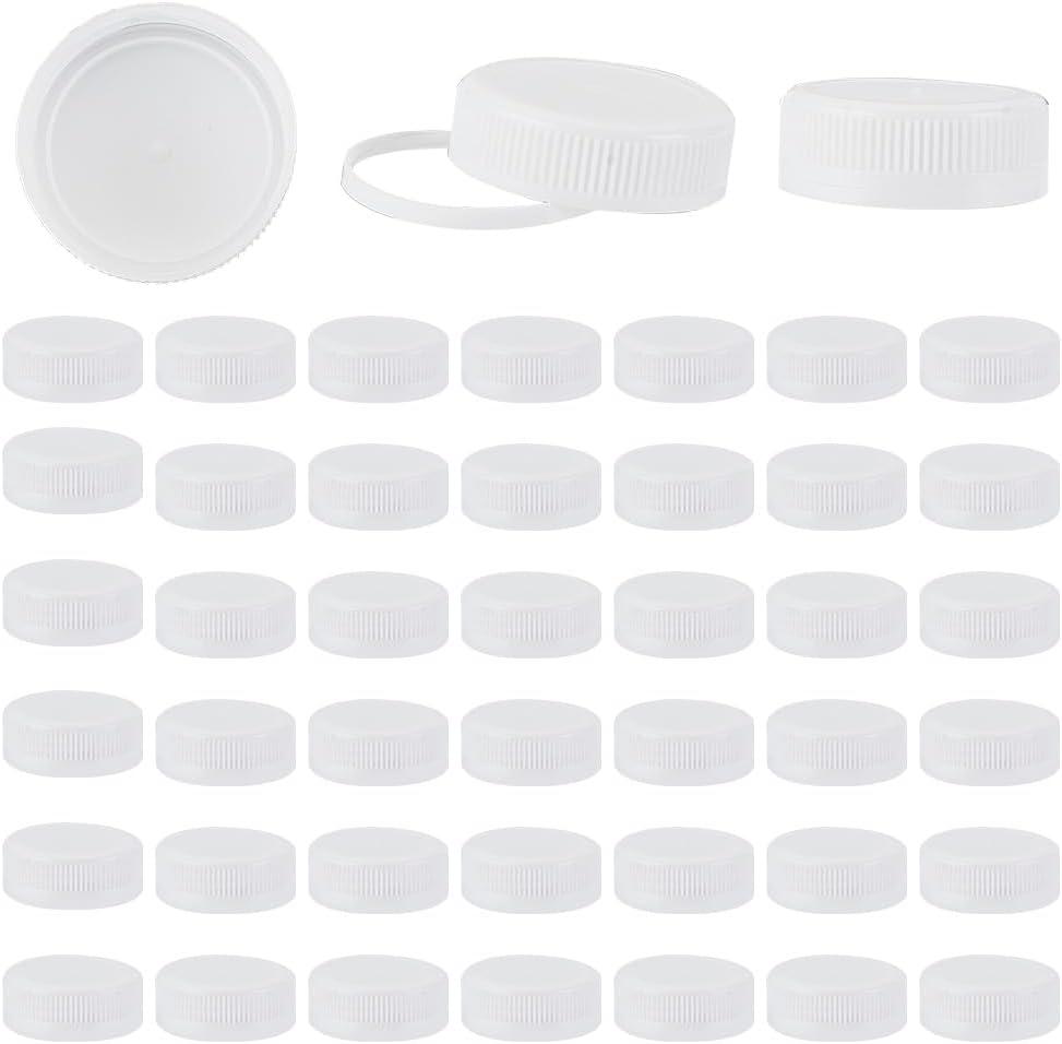 OLYCRAFT 50Pcs Plastic Bottle Caps White Screw-On Caps 38mm Inner Diameter Bottle Jug Storage Cap Lids White Plastic Tamper Seal Lids Replacement Caps Twist Cap for Juice Bottles Dispenser Caps