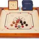 Premium Carrom Board Set  33 x 33 Official Size Playing Board Including Carrom Men, Striker & Powder - Hardwood Edges for Better Rebound  Made in India  Great Value for All Players