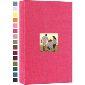 potricher Small Photo Album 4x6 300 Photos Linen Cover Picture Photo Book for Family Wedding Anniversary Baby Vacation (Rose Red,300 Pockets)