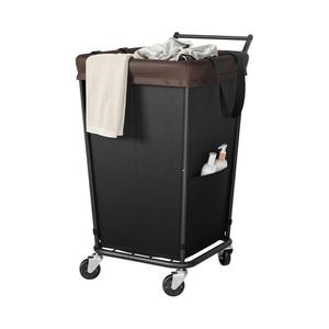 160L Laundry Hamper with Wheels and Handle, 2-Section Rolling Hamper for Laundry, Large Laundry Basket with Wheels, Rolling Laundry Basket Clothes Hamper for Home, Bathroom and Dorm(Black)