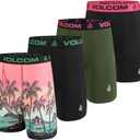 Volcom Mens Boxer Briefs Poly Spandex Performance Boxer Briefs Underwear (Small, Multi/Black/Hunter Green/Black)