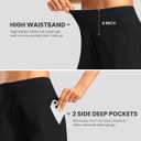 Women's Athletic Shorts with Zipper Pocket 7" High Waisted Stretchy Bermuda Shorts for Women Workout Running Casual (Black, M)