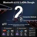 Wireless Headset with Mic for Work, Dual-Mode Bluetooth & 2.4GHz Dongle, 50H Talk Time, Headphone with mic ENC Noise Cancelling fit for Computer/Laptop/Teams, Glasses-Friendly- Black