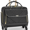 Rolling Briefcase for Women with 4 Spinner Wheels and Telescopic Extendable Handle, Laptop Bag with Wheels, Roller Computer Bag for Work Travel Carry On Luggage, TSA Friendly Design, Black