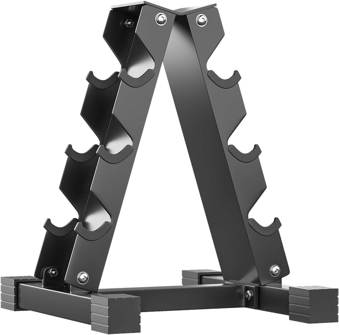 4-Tier Dumbbell Rack Stand, A-Frame Metal Weight Rack with Handle Space-Saving Strength Training Dumbbell Storage for Home Gym