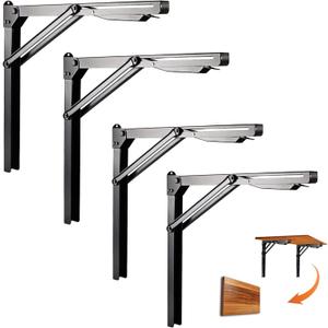 Ultrawall 24 inch Black Sturdy Folding Shelf Brackets, Heavy Duty Adjustable Steel Wall Mounted Collapsible Shelf Bracket, Max Load 550lb