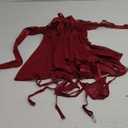 Avidlove Lingerie for Women Lace Babydoll Chemise Halter V Sexy Sleepwear with Garter Belt (Small, Dark Red)