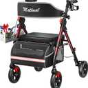 Walkers for Seniors, Rollator Walker with Seat, Walkers for Seniors with seat, 350 lb Capacity,with 8'' Big Wheels, Rolling Walker (Blue)