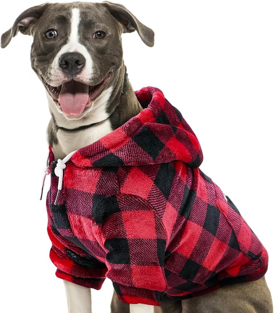 SlowTon Dog Hoodie Tie Dye - Warm Dog Sweater Hoodies with Pocket, Fall Winter Dogs Coat Jacket Pet Outfit Puppy Hooded Sweatshirt Clothes for Small Medium Large Dogs Boy Girl (Red, XXL)