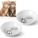 HAPPY KIT 2pcs Little Cat Bowls,5Inch Cat Food Bowl for Indoor Cats,Cute Kittens Plate/Dish/Dishes Set with Non-Slip Relief of Whisker Fatigue for Kitten - Microwave and Dishwasher Safe