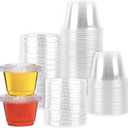 Small Plastic Containers with Lids Jello Shot Cups Condiment Containers with Lids Sauce Portion Cups Dressing Container [50 Sets - 2.5 oz.]