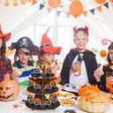 3 x Halloween Cupcake Stand Decoration 3 Tier Halloween Cardboard Cupcake Holder Halloween Party Pumpkin Ghost Cat Cupcake Tower for for Trick or Treat Birthday Baby Shower Party Decor (Tree)