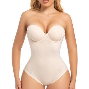 Slimers Strapless Shapewear Seamless Bodysuit - Tummy Control Sculpt Body Shaper : Removable Straps Butt Lifting Shapewear Beige XXL