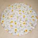 Round Thickened Printed Tablecloth - Stain-Resistant and Waterproof Polyester Picnic Tablecloth for Kitchen, Office and Outdoor Use, 60x60 Inch - (Yellow Sunflower A)