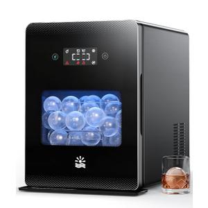 2" Ice Ball Maker - 4 Ice Spheres in 35min, 144pcs/Day, Sphere Ice Maker with Automatic Water Fill, LED Quiet Panel, Self-Cleaning Clear Ice Maker for Cocktails Whiskey Bourborn, Bar, Home