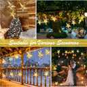 Zhanmai 10 Pcs Large 3D Gold Paper Star Lantern with 10 LED Lights 11.8 Inch 5 Point Hollow Hanging Paper Star Lampshade Decoration Light Lanterns for Wedding Birthday New Year Party Home Decor