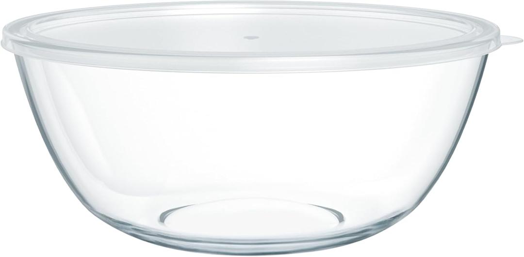 4.7 Qt Extra Large Glass Mixing Bowls Clear Glass Salad Cooking Bowls for Kitchen Salad Bread Storage
