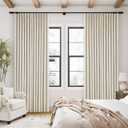 Cream Beige Linen Blackout Curtains Pinch Pleated 102 Inches Long for Bedroom Memory Shape Back Tab Flax Linen Curtains Blackout Farmhouse Full Light Blocking Thermal Insulated Drapes 2 Panels Set