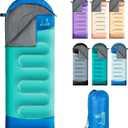 Sleeping Bags for Adults Kids - 3 Season Cold&Warm Weather Waterproof Camping Sleeping Bags - Lightweight Sleeping Bags for Camping Hiking Outdoor Travel (Azure&Sapphire)