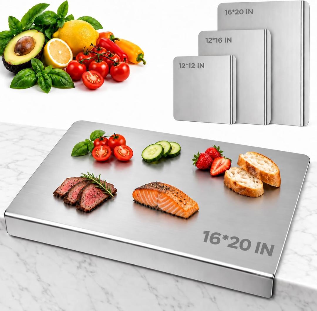 Titanium Cutting Board With Lip, 100% Pure Titanium Cutting Boards for Kitchen Non-Toxic Dishwasher Safe Chopping & Kneading Board for Dough/Meat/Vegetable/Fruit/Bread/Baking Gift-Ready(1PC-16X20 IN), XXXX-Large