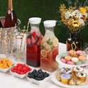 NETANY Plastic 50 Oz Water Carafe with Flip Top Lid, Set of 2 Square Base Juice Containers, Clear Plastic Pitcher - for Water, Iced Tea, Juice, Beverage, Cold Brew and Mimosa Bar - HAND WASH ONLY