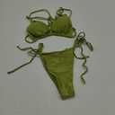 Womens Sexy Bikini Set Thong Hater String Cheeky Two Piece Swimsuits Double Shoulder Straps Swimwear with Adjustable Buckle (Green,S)