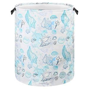 Beach Laundry Basket for Ocean Room Decor Coastal Sea Nursery Hamper Gift for Kids Boys Bin for Bathroom Bedroom Dorm, 17.71"x13.77"