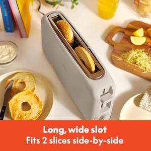 Bella 2 Slice Slim Toaster, Fits-anywhere Kitchenware, 6 Setting Shade Control with Reheat & Cancel Buttons, Fits sourdough, 10 Long Slot, Anti Jam & Auto Shutoff, 900 Watt, Oatmilk
