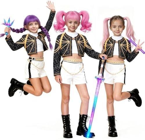 Pop Singer Costume Kids 3-14 Years Halloween Costumes Hunters Cosplay Outfit for Birthday Stage Performance