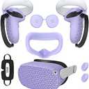 for Oculus Quest 2 Accessories Face Cushion Cover for Quest 2 Contorller Grips Lens Cover VR Silicone Covers VR Shell Cover Thumbsticks Covers for Meta Quest 2 Disposable Eye Cover 5pcs (Purple)