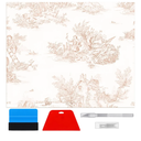 Drydiet 18ft x 20.5 Inch Pink Chateau Toile Peel and Stick Wallpaper with Smoothing Tool Kit Blush Removable Self Adhesive Vintage Wallpaper Toile Contact Paper for Bedroom Bathroom Walls Covering